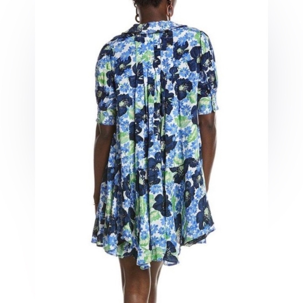 Free People Moon Chaser Floral V-Neck Short Sleeve Mini Babydoll Dress Large - Picture 3 of 7